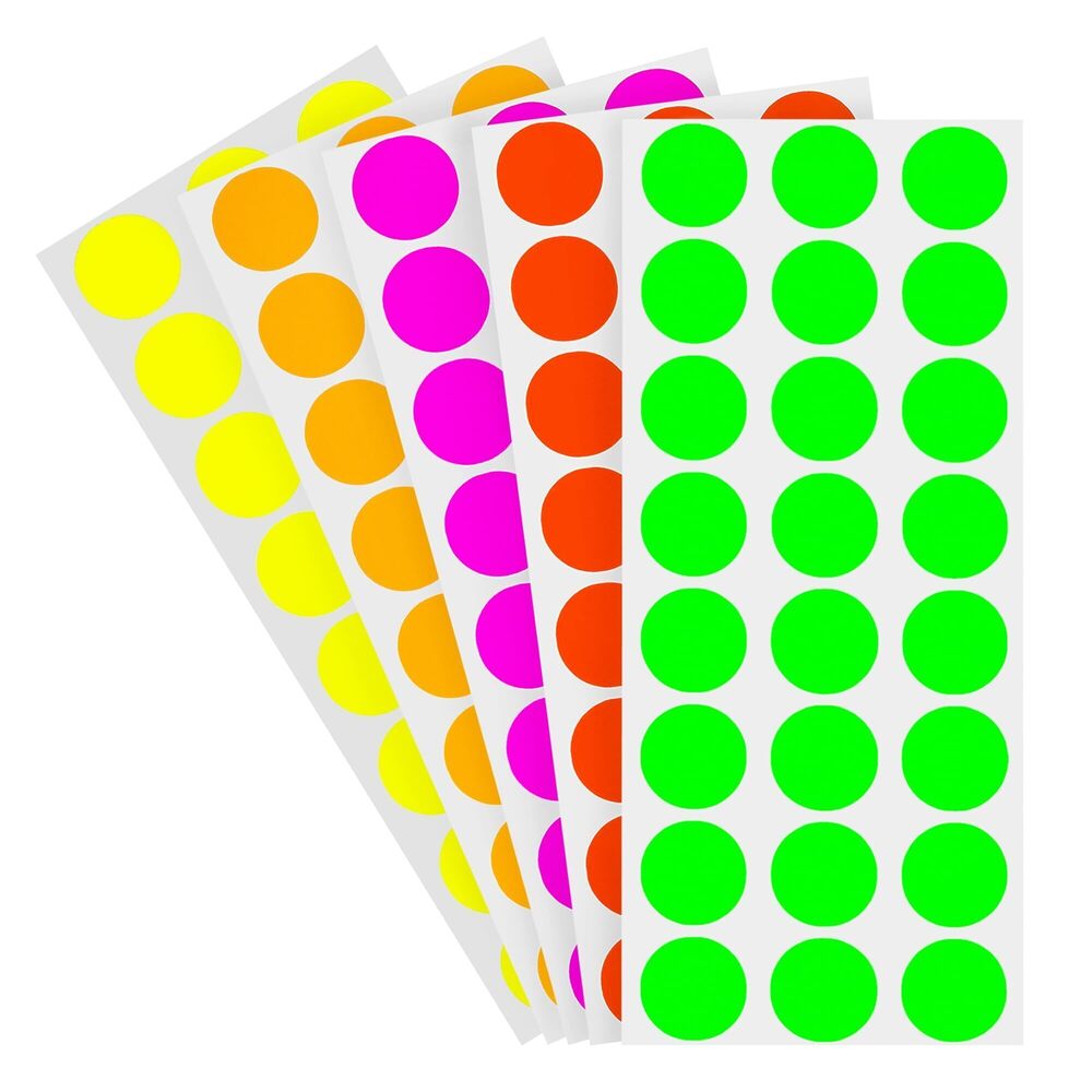 9729 1/2 Inch Circle Sticker Labels High Visibility Round Label Stickers